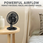 Holmes 6” Personal Table Fan – 2 Speeds, Compact, 15° Head Tilt, Wide-Angle Oscillation, Black