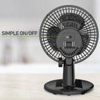 Holmes 6” Personal Table Fan – 2 Speeds, Compact, 15° Head Tilt, Wide-Angle Oscillation, Black