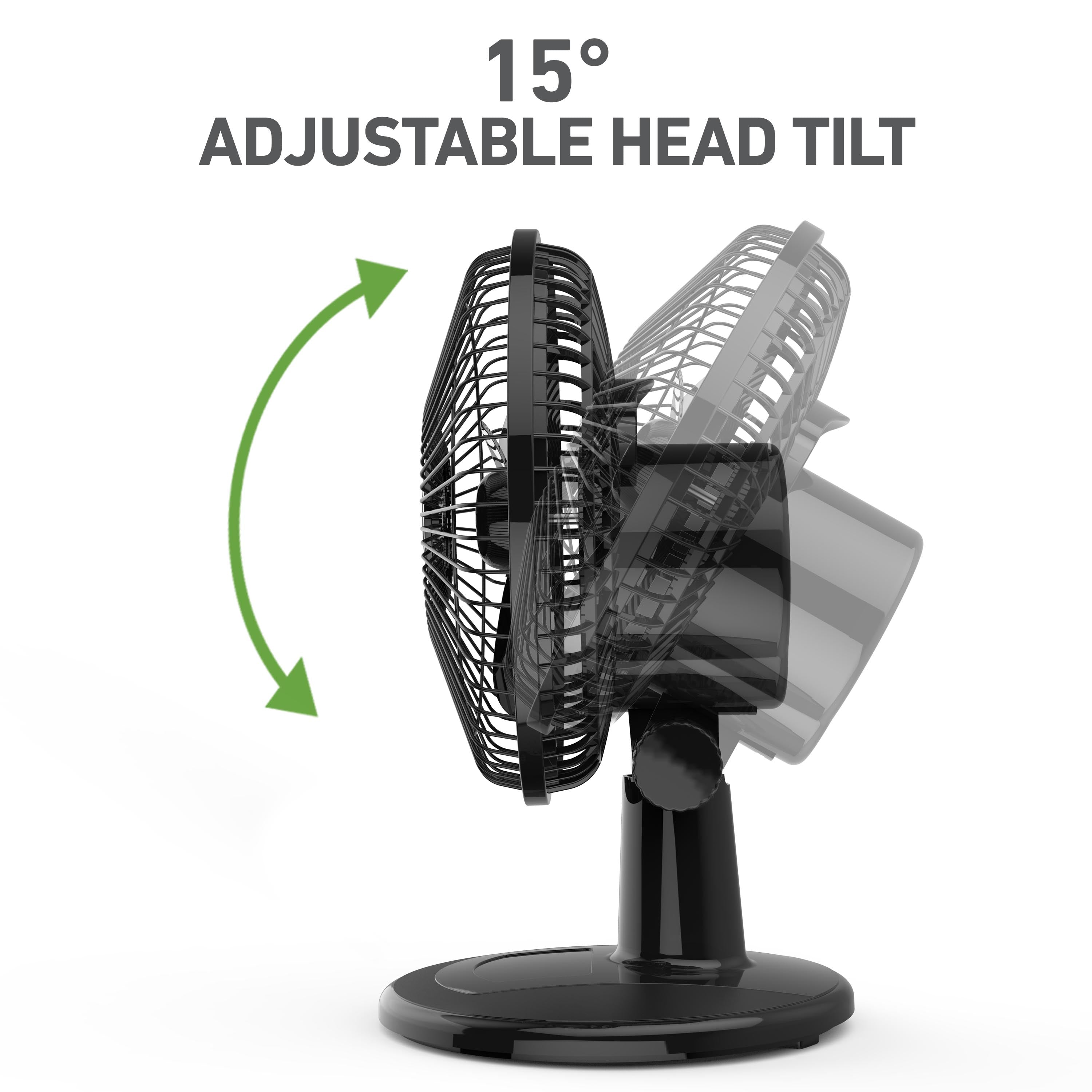 Holmes 6” Personal Table Fan – 2 Speeds, Compact, 15° Head Tilt, Wide-Angle Oscillation, Black