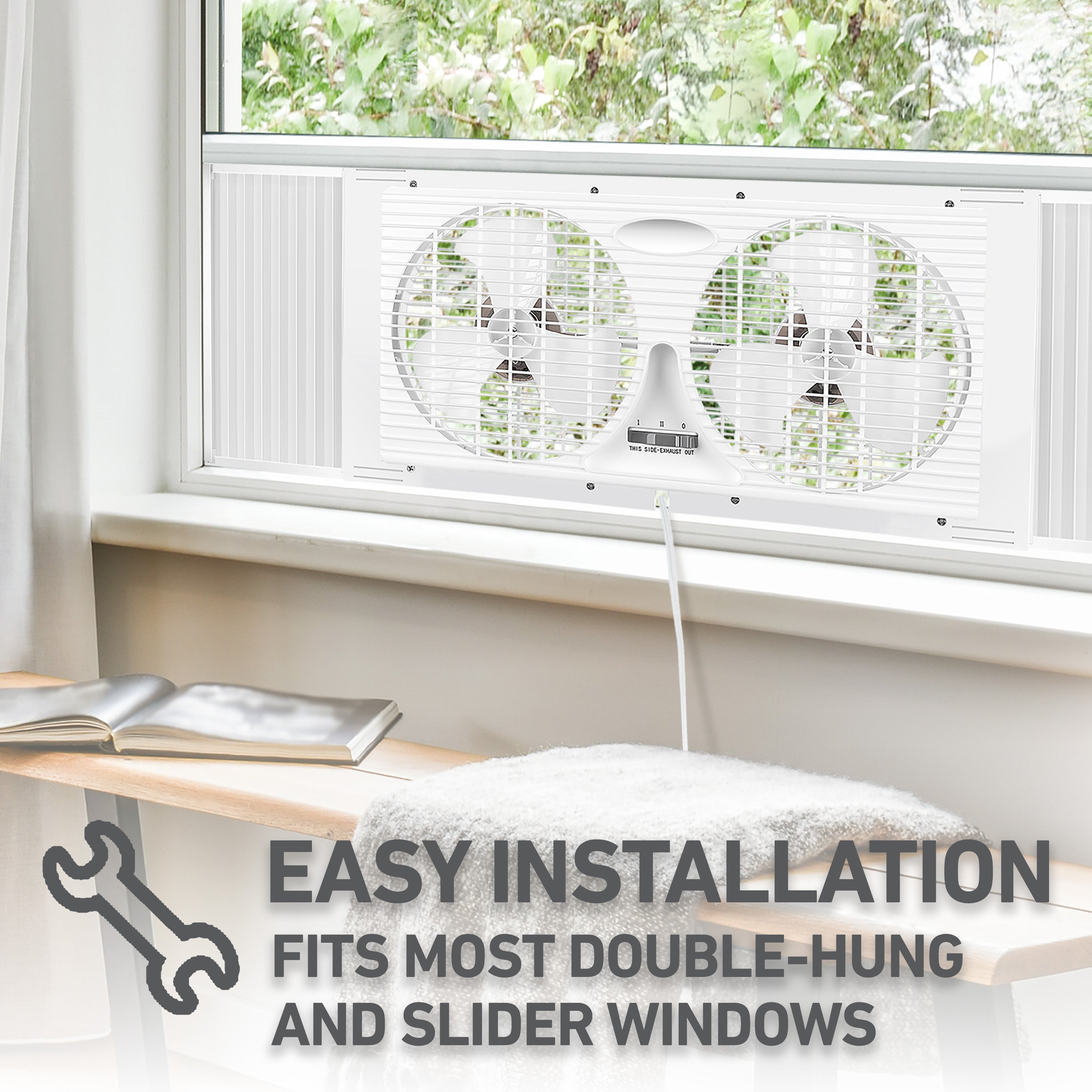 Holmes® 9-Inch Manual Window Fan, White