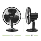 Holmes 12” Oscillating Table Fan – 3-Speed, Adjustable Head Tilt, 70° Oscillation, Powerful Airflow