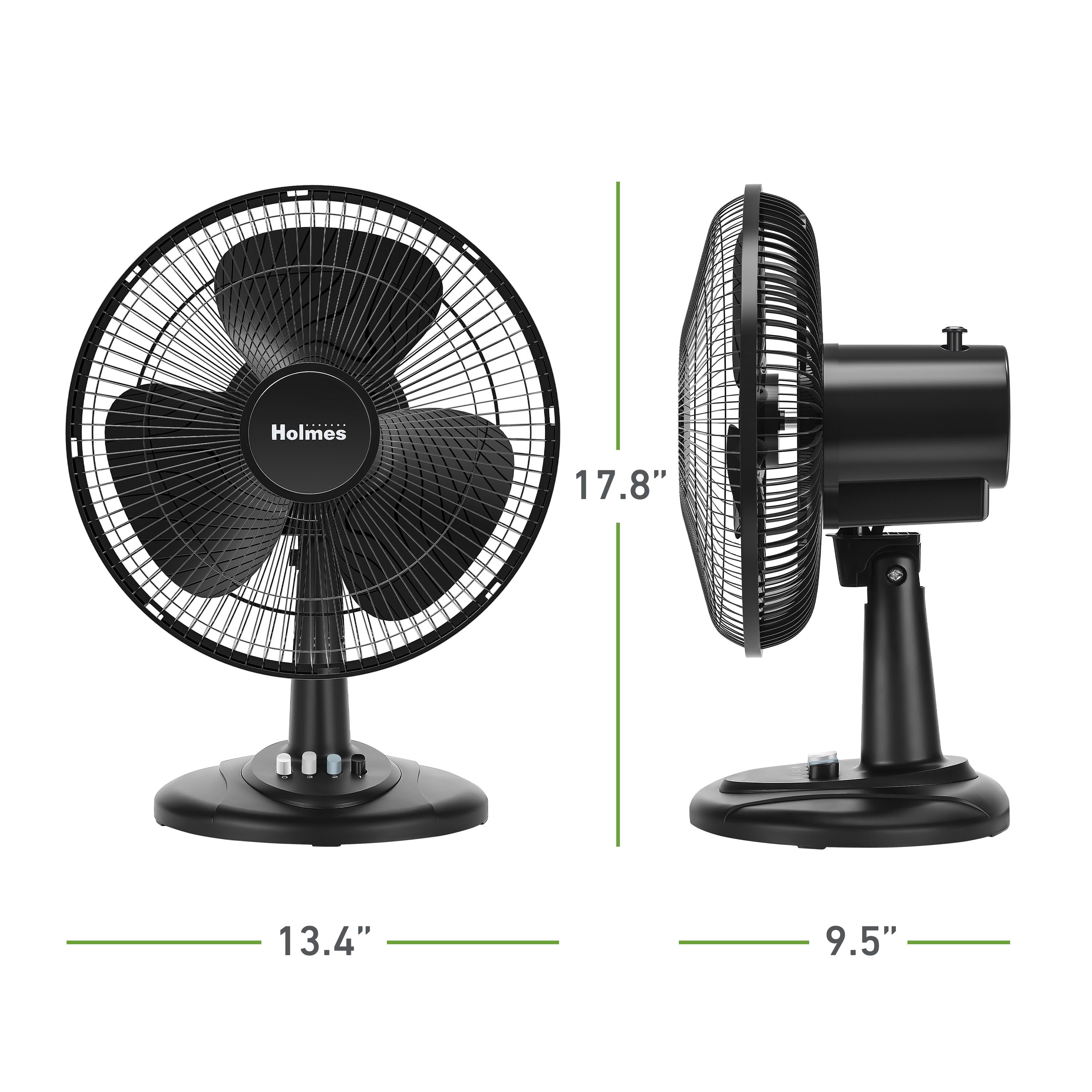 Holmes 12” Oscillating Table Fan – 3-Speed, Adjustable Head Tilt, 70° Oscillation, Powerful Airflow