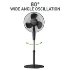 Holmes® 16-Inch 3-Speed Manual Stand Fan with Adjustable Height and Metal Grill, Black