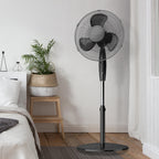 Holmes® 16-Inch 3-Speed Manual Stand Fan with Adjustable Height and Metal Grill, Black