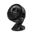Holmes 4” Rechargeable Clip Fan, 360° Tilt, Strong Airflow, USB, Long Battery, Black