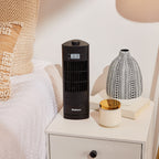 Holmes 13" Oscillating 3 Speed Mini Tower Fan with Digital Clock Black