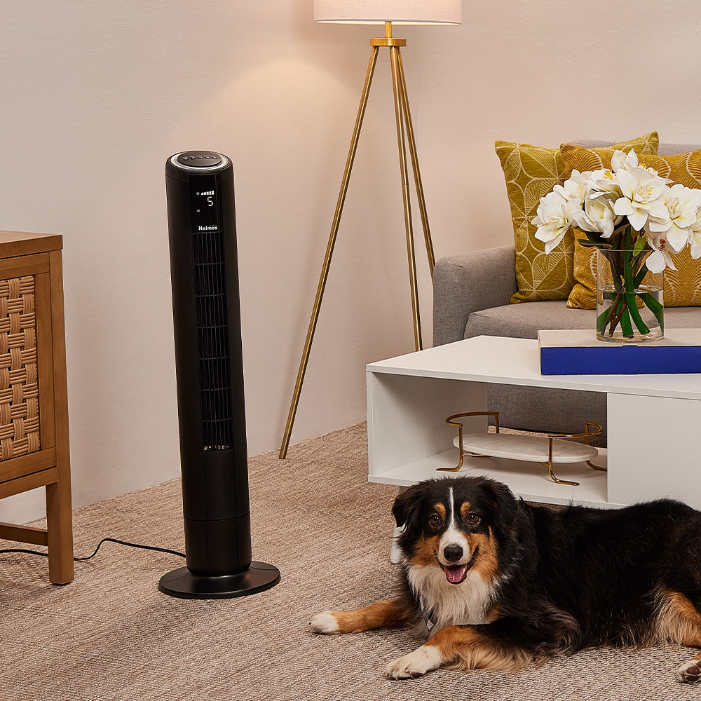 Holmes 37" Digital Oscillating 5 Speed Tower Fan with Clear Read Display and Remote Control Black