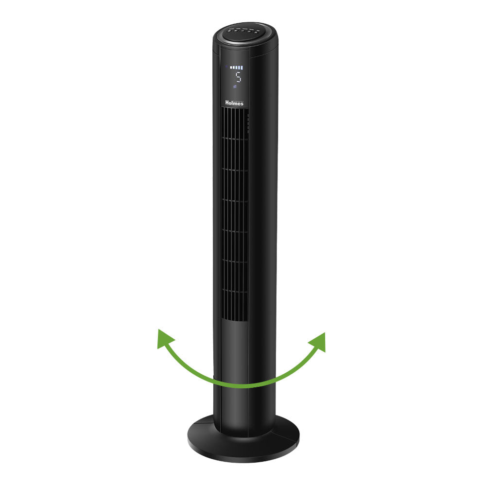 Holmes 37" Digital Oscillating 5 Speed Tower Fan with Clear Read Display and Remote Control Black