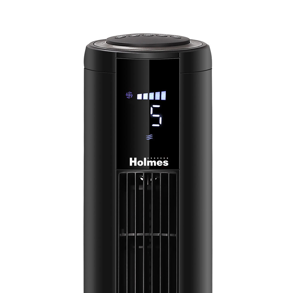 Holmes 37" Digital Oscillating 5 Speed Tower Fan with Clear Read Display and Remote Control Black