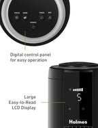 Holmes 42" Oscillating 5-Speed Digital Tower Fan with Remote Control Black