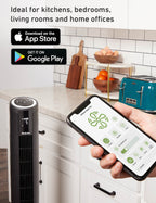 Holmes 42" SmartConnect WiFi 5-Speed Digital Tower Fan, Black