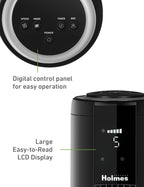 Holmes 42" SmartConnect WiFi 5-Speed Digital Tower Fan, Black