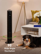 Holmes 42" SmartConnect WiFi 5-Speed Digital Tower Fan, Black