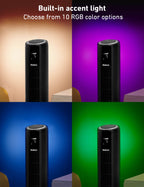 Holmes 42" Oscillating 5-Speed Digital Tower Fan with Built-In Multi-Color RGB Accent Light and Remote Control Black