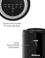 Holmes 42" Oscillating 5-Speed Digital Tower Fan with Built-In Multi-Color RGB Accent Light and Remote Control Black
