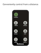 Holmes 42" Oscillating 5-Speed Digital Tower Fan with Built-In Multi-Color RGB Accent Light and Remote Control Black