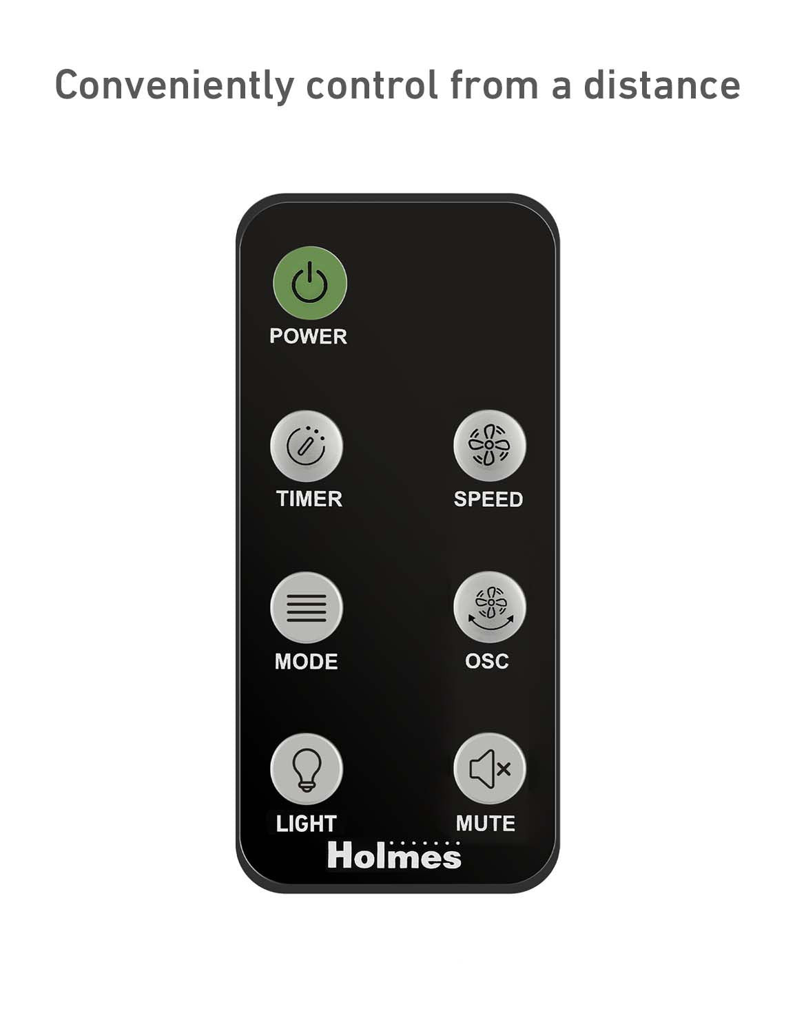 Holmes 42" Oscillating 5-Speed Digital Tower Fan with Built-In Multi-Color RGB Accent Light and Remote Control Black