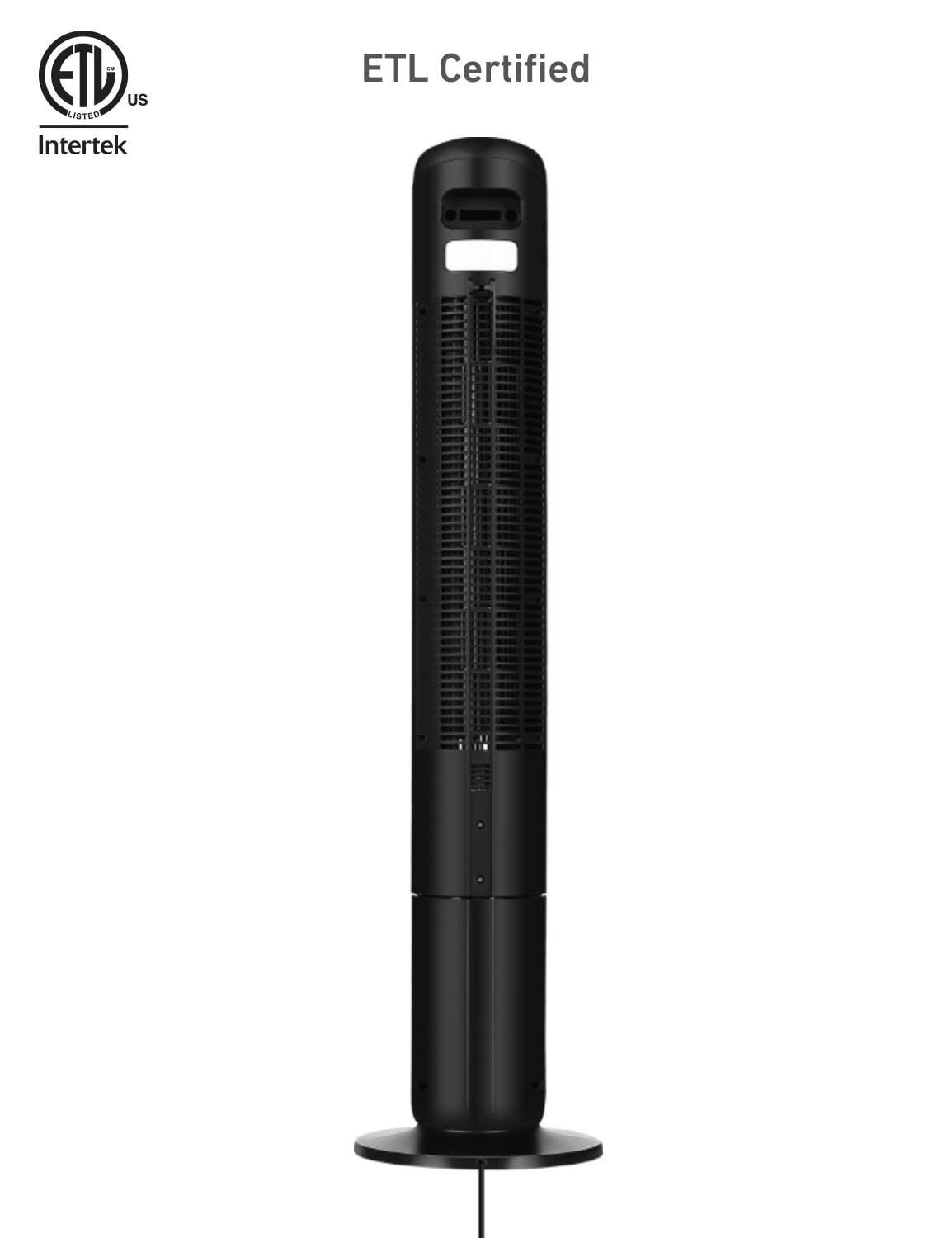 Holmes 42" Oscillating 5-Speed Digital Tower Fan with Built-In Multi-Color RGB Accent Light and Remote Control Black