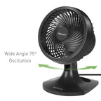 Holmes Blizzard 9" Table Fan, 3-Speed, Oscillating, Wall Mountable, Adjustable Head, Charcoal