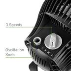 Holmes Blizzard 9" Table Fan, 3-Speed, Oscillating, Wall Mountable, Adjustable Head, Charcoal