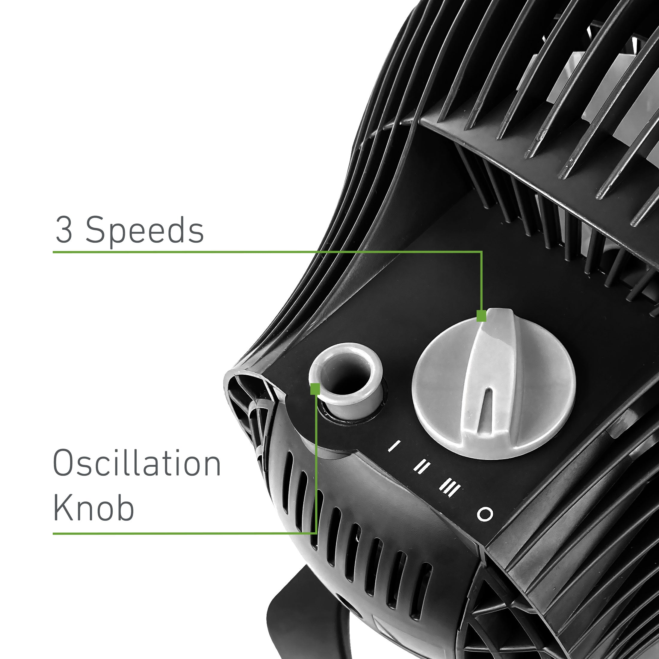 Holmes Blizzard 9" Table Fan, 3-Speed, Oscillating, Wall Mountable, Adjustable Head, Charcoal