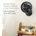 Holmes Blizzard 9" Table Fan, 3-Speed, Oscillating, Wall Mountable, Adjustable Head, Charcoal