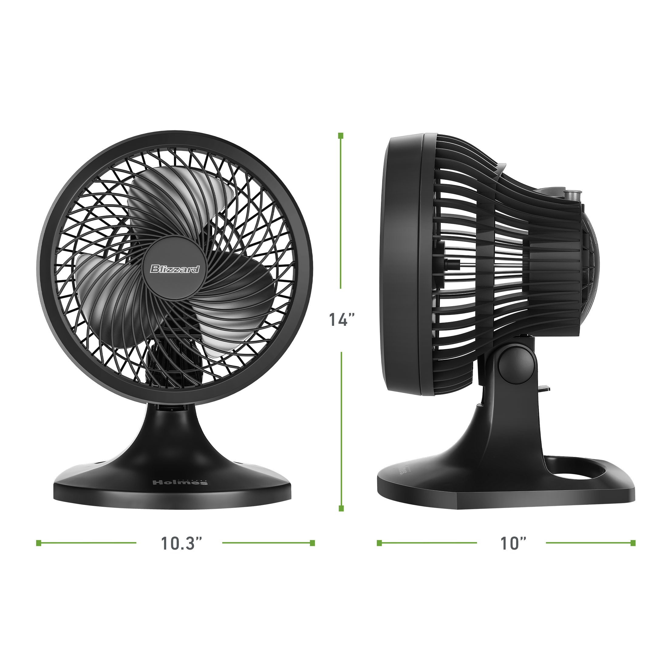 Holmes Blizzard 9" Table Fan, 3-Speed, Oscillating, Wall Mountable, Adjustable Head, Charcoal