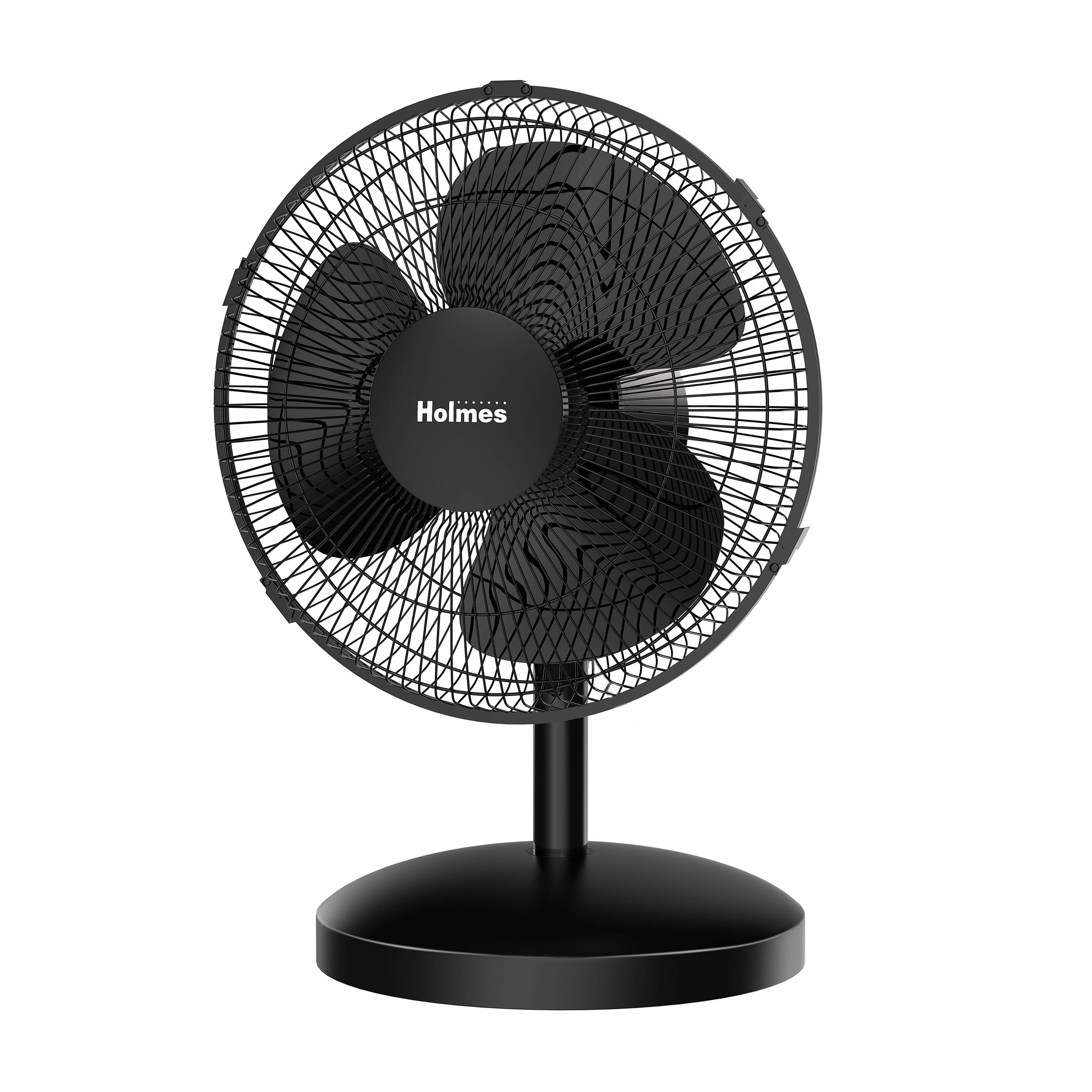 Holmes 12” Table Fan, 3 Speeds, 75° Oscillation, 15° Adjustable Tilt, Quiet Operation
