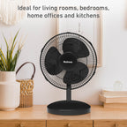 Holmes 12” Table Fan, 3 Speeds, 75° Oscillation, 15° Adjustable Tilt, Quiet Operation