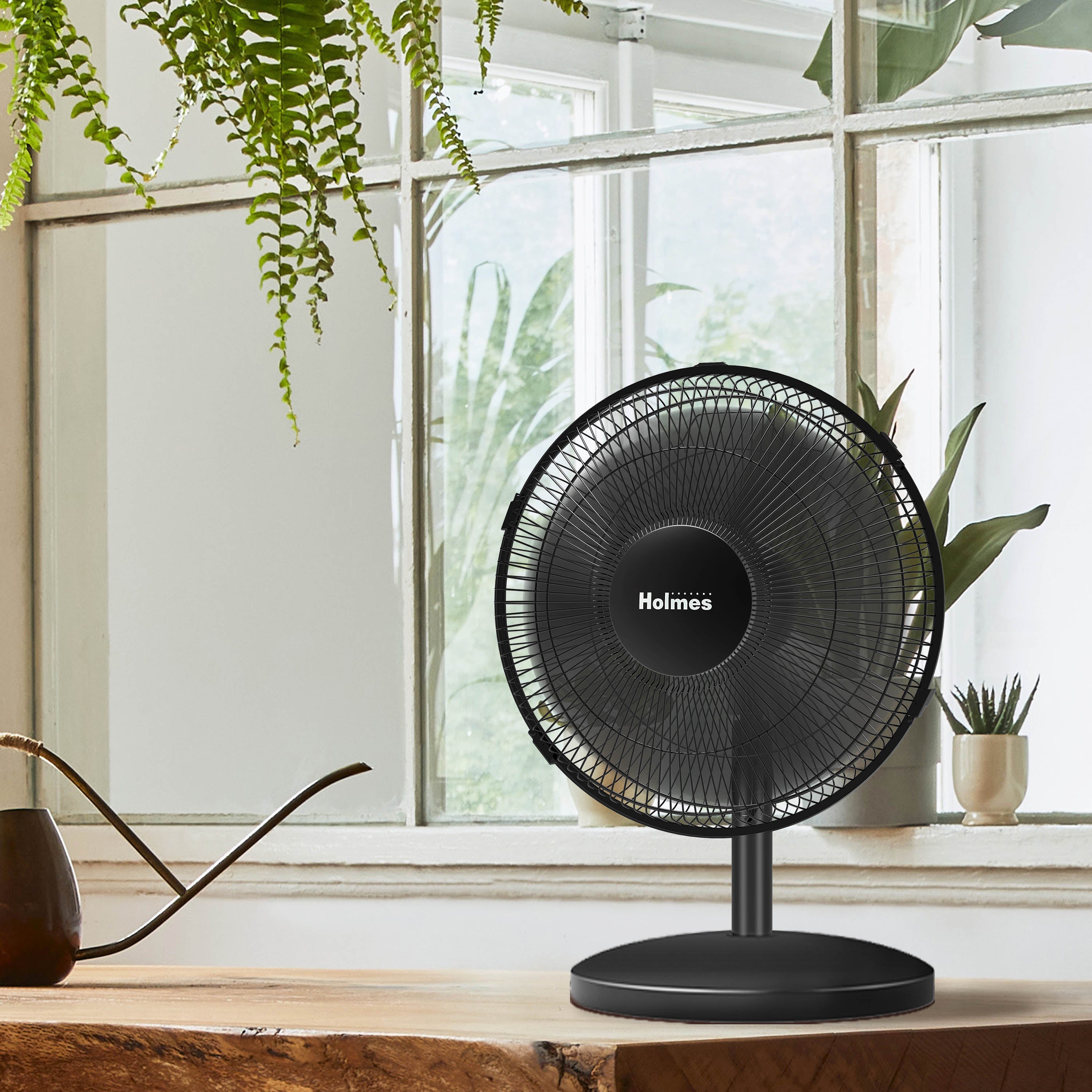 Holmes 12” Table Fan, 3 Speeds, 75° Oscillation, 15° Adjustable Tilt, Quiet Operation
