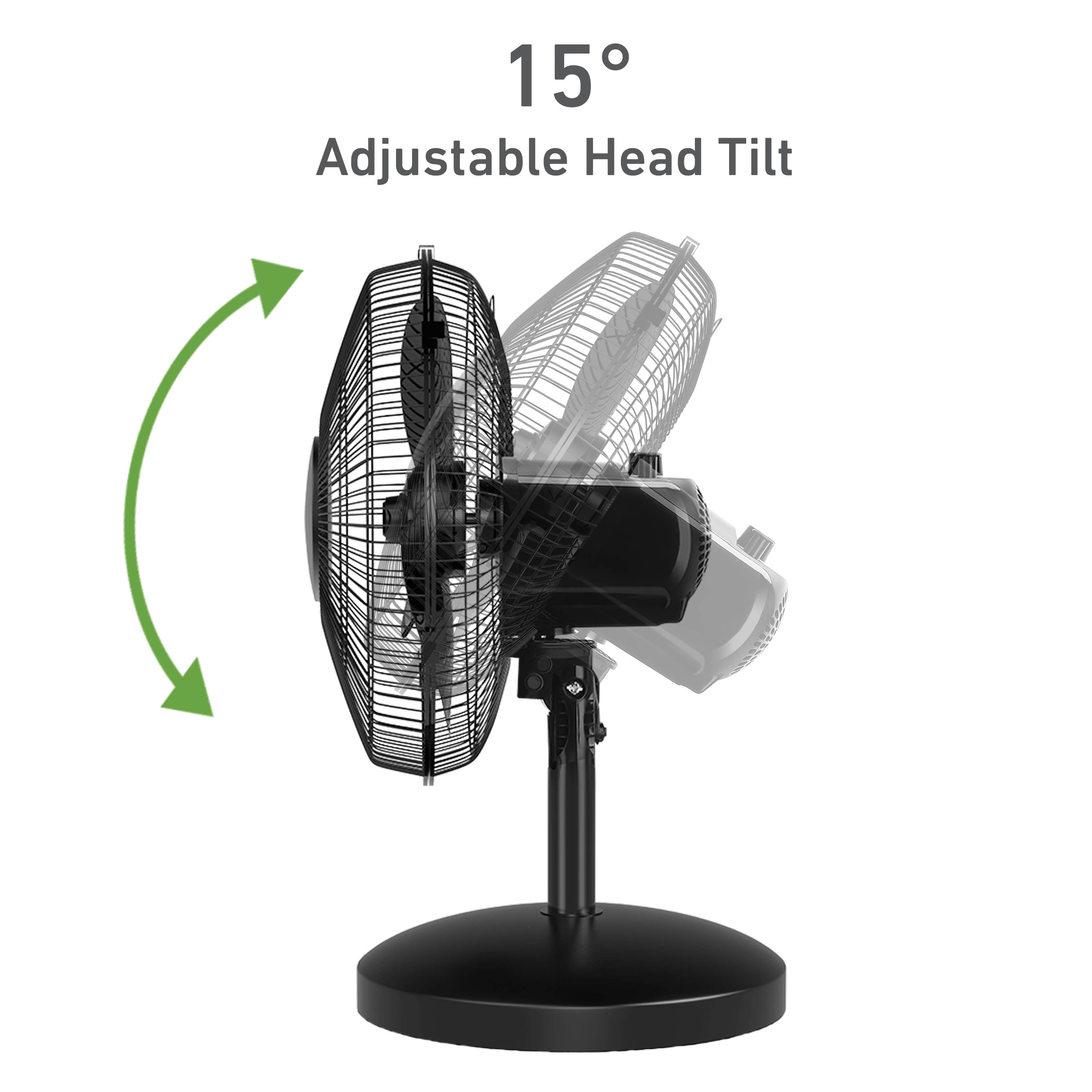Holmes 12” Table Fan, 3 Speeds, 75° Oscillation, 15° Adjustable Tilt, Quiet Operation
