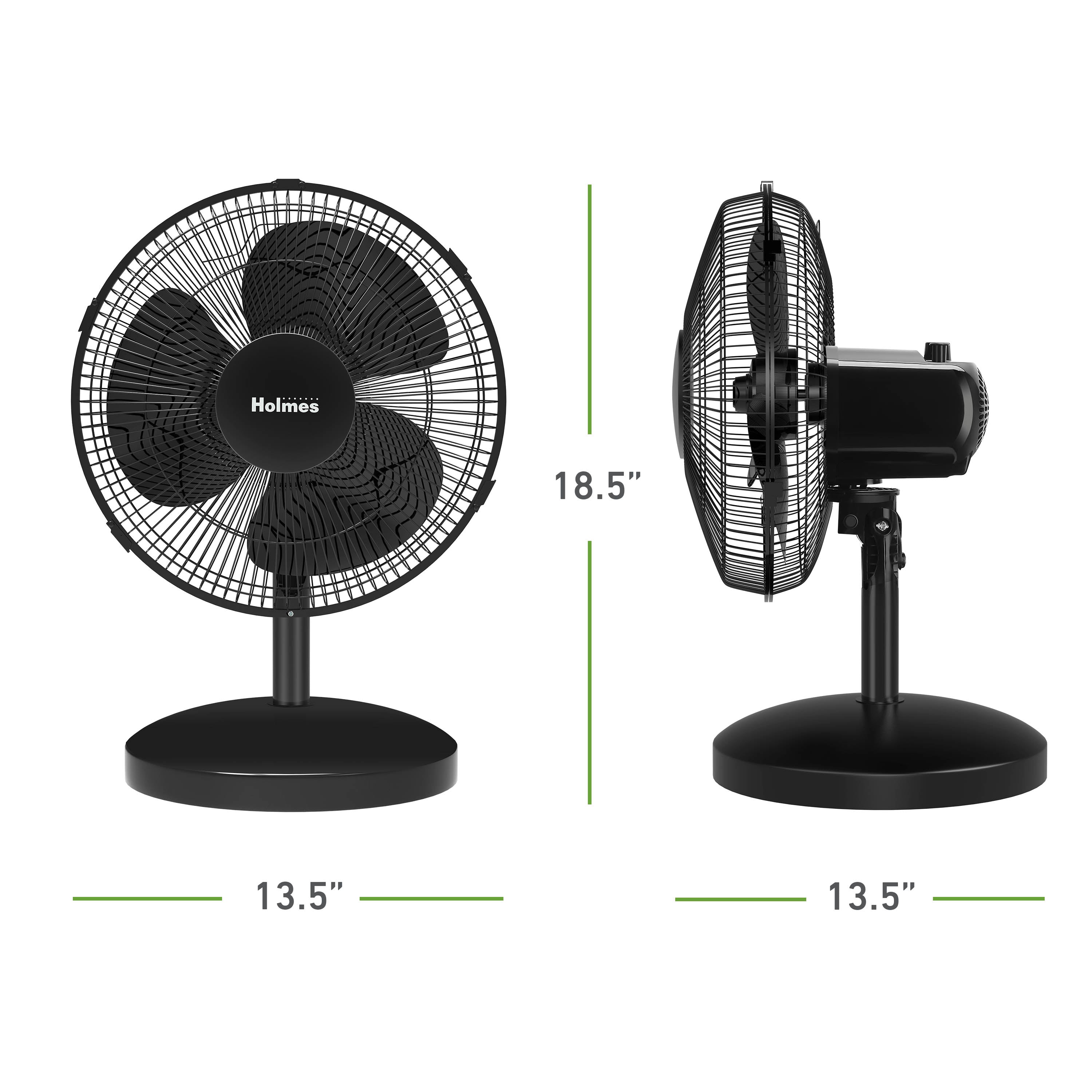 Holmes 12” Table Fan, 3 Speeds, 75° Oscillation, 15° Adjustable Tilt, Quiet Operation