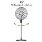 Holmes 16" Digital Oscillating Stand Fan – 3 Speeds, Remote Control, Adjustable Height & Tilt, Metal Finish