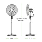 Holmes 16" Digital Oscillating Stand Fan – 3 Speeds, Remote Control, Adjustable Height & Tilt, Metal Finish