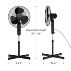 Holmes 16" Oscillating 3 Speed Manual Stand Fan Black