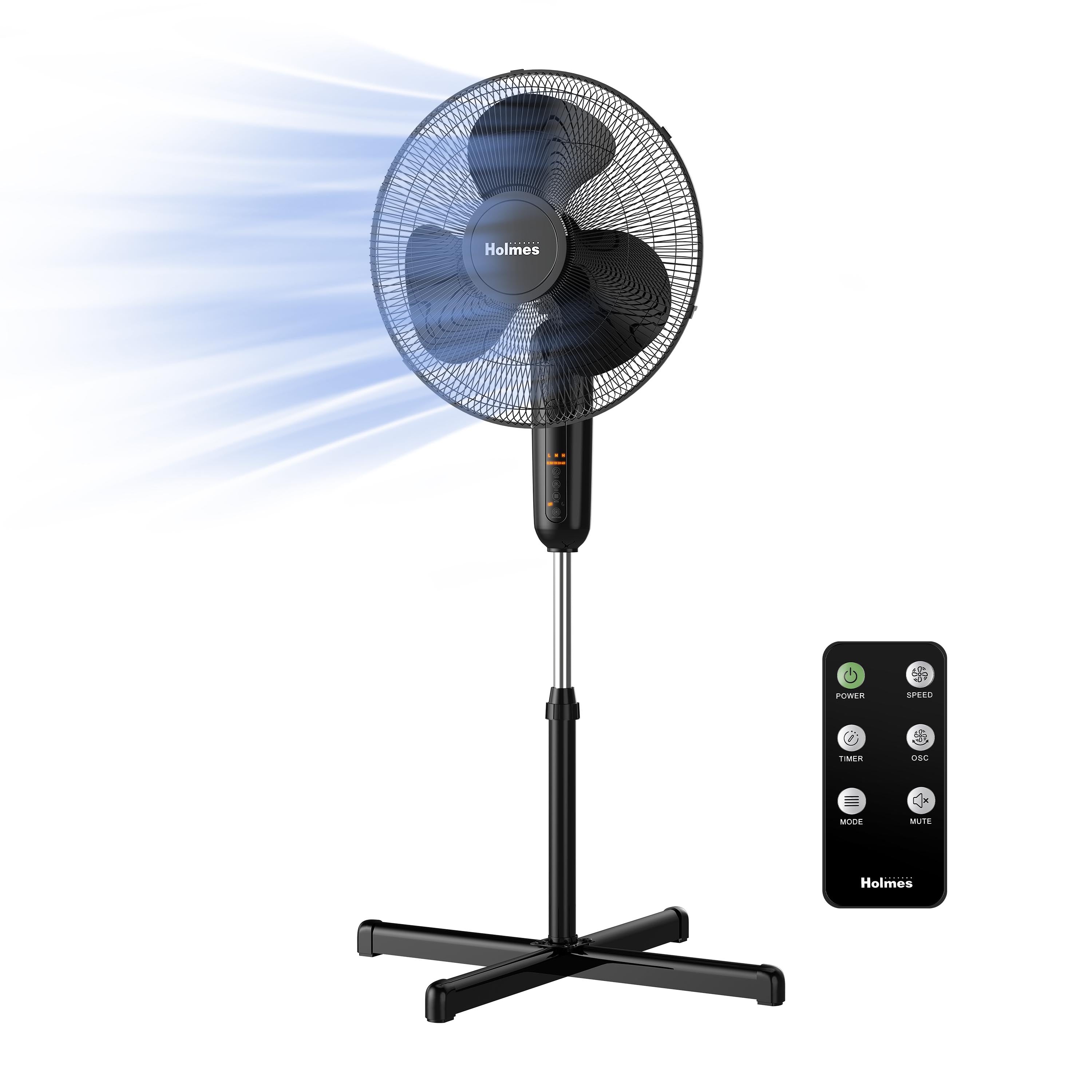 Holmes 16" Digital Stand Fan, 3-Speed, 3 Modes, Oscillating, Timer, Remote