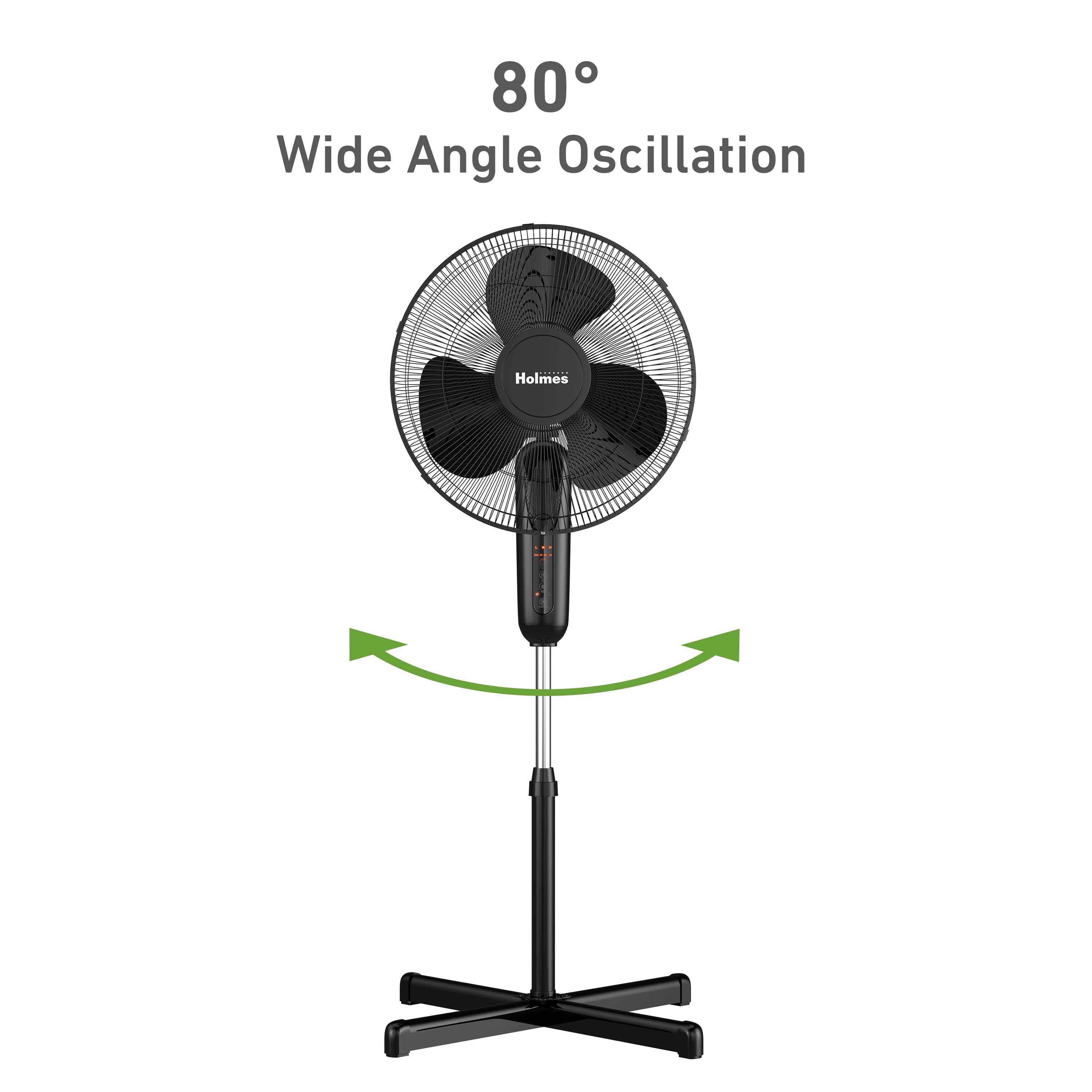 Holmes 16" Digital Stand Fan, 3-Speed, 3 Modes, Oscillating, Timer, Remote