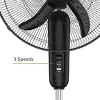 Holmes 18 Inch Oscillating Stand Fan 3 Speed Powerful Airflow Adjustable Height 30 Degree Tilt Wide Angle
