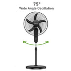 Holmes 18 Inch Oscillating Stand Fan 3 Speed Powerful Airflow Adjustable Height 30 Degree Tilt Wide Angle