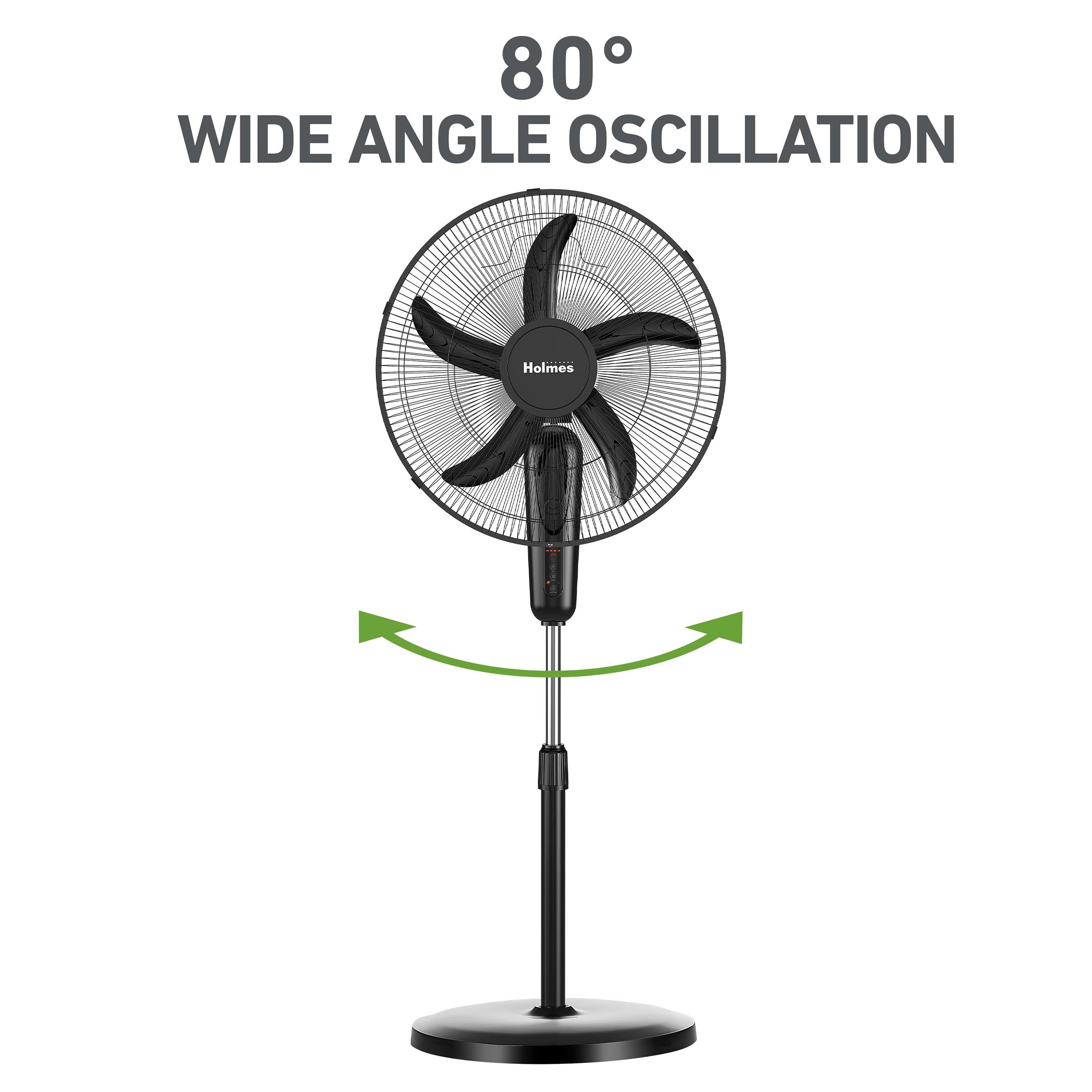 Holmes 16” BladeBreeze Digital Stand Fan Oscillation Remote Black