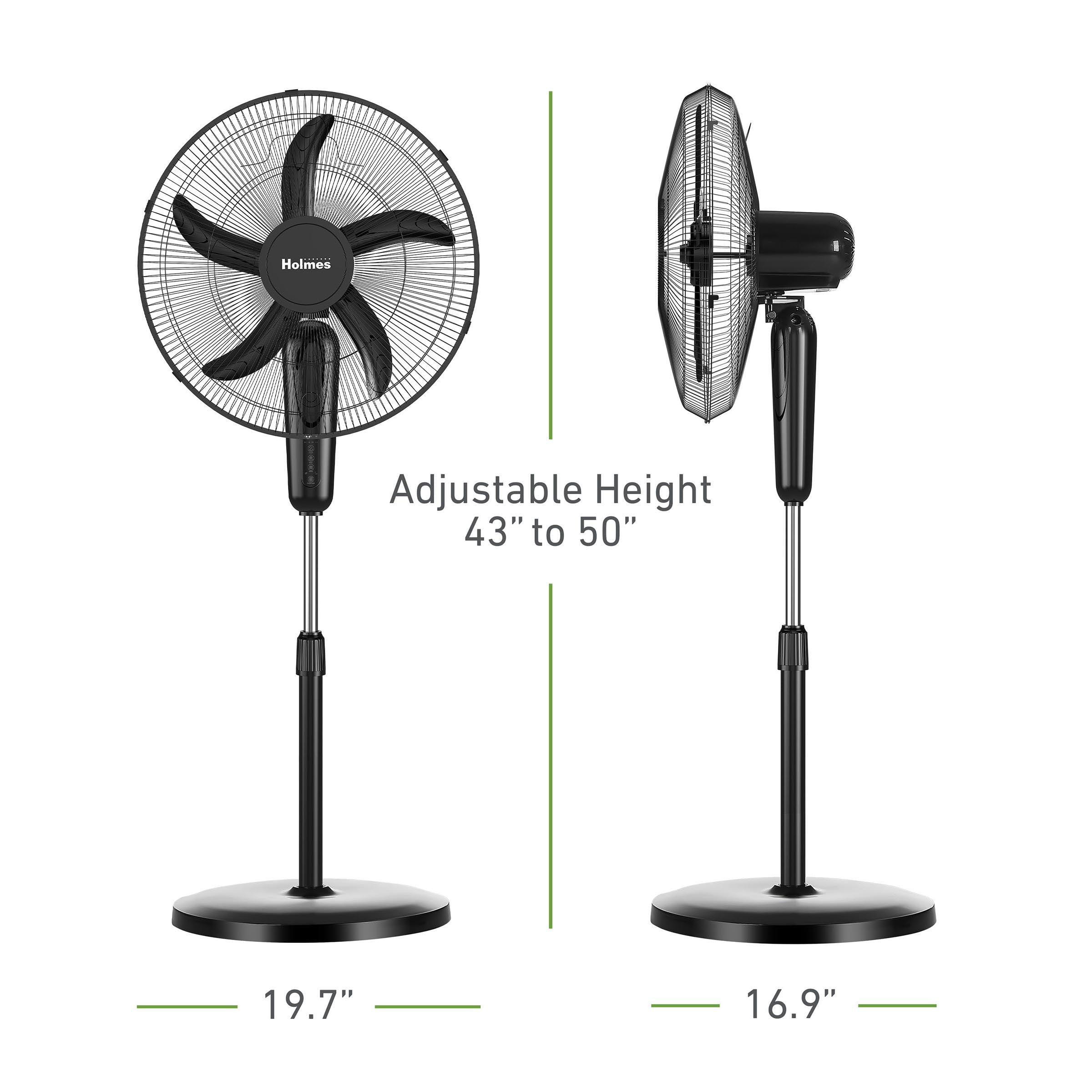 Holmes 16” BladeBreeze Digital Stand Fan Oscillation Remote Black