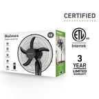 Holmes 16” BladeBreeze Digital Stand Fan Oscillation Remote Black