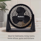Holmes Blizzard Air Circulator Table Fan, 3 Speeds, Adjustable Tilt, Wall Mountable, Misty Blue