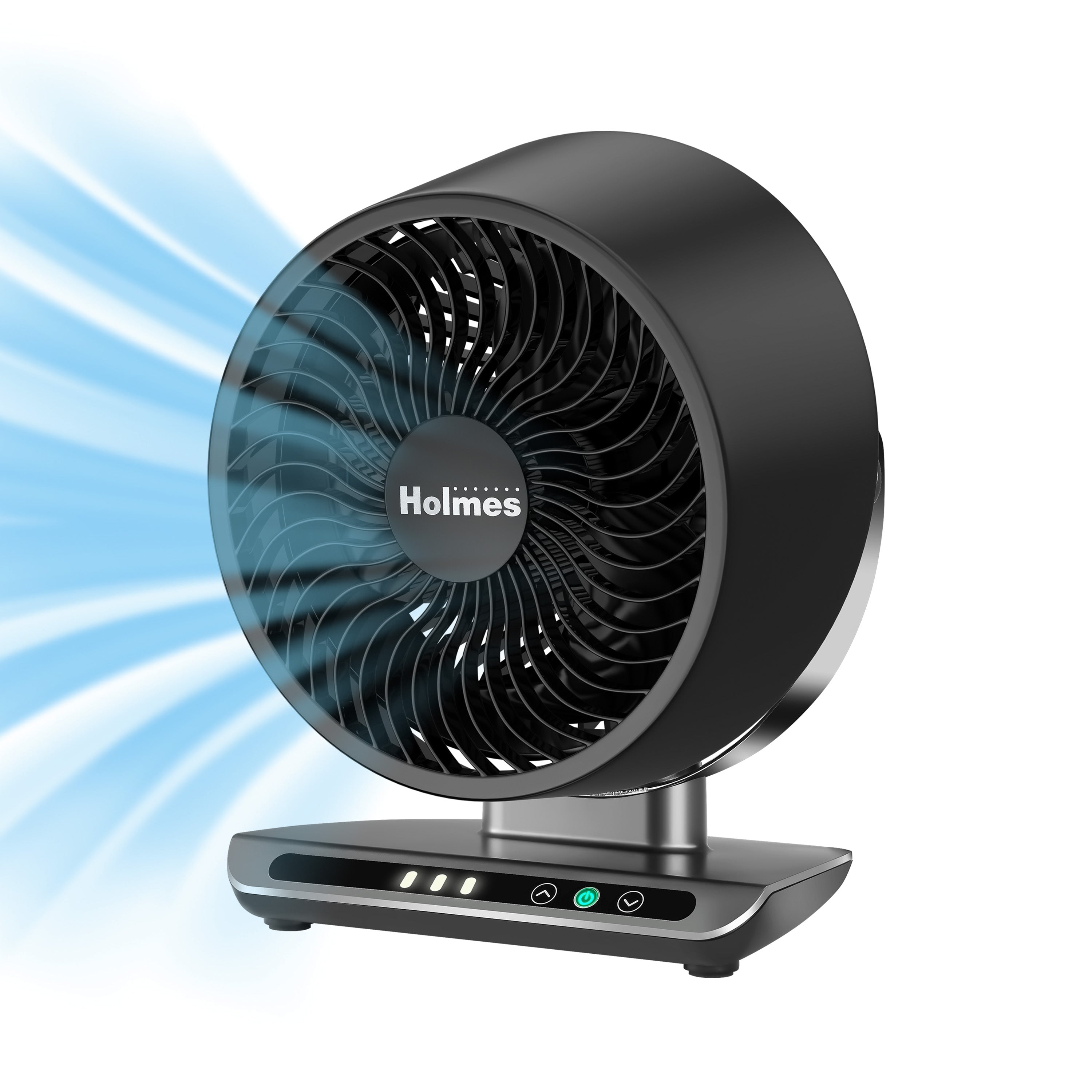 Holmes Blizzard 6" 3-Speed Capacitive Touch 9.3” Tall Digital Air Circulator Fan, Black and Chrome
