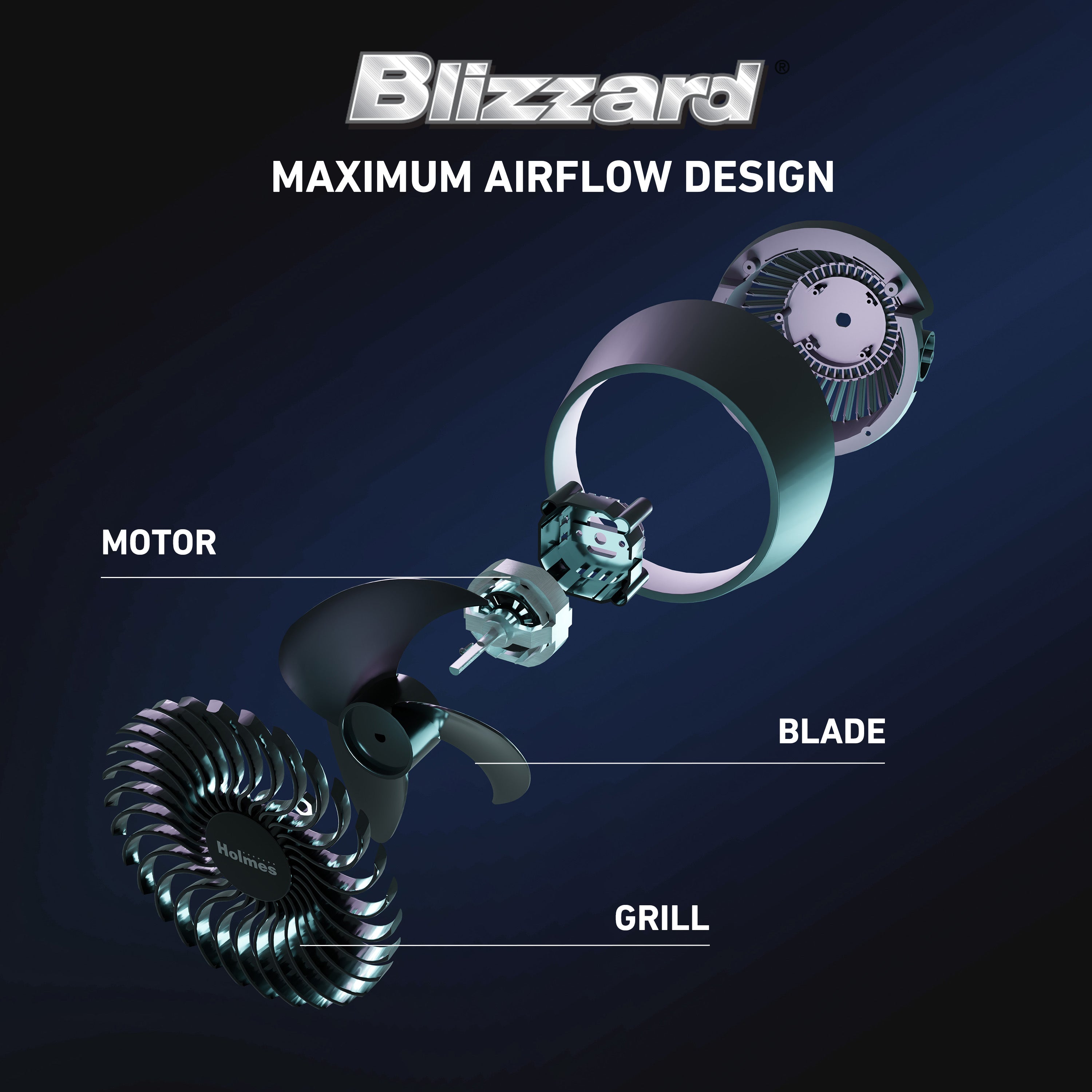 Holmes Blizzard 6" 3-Speed Capacitive Touch 9.3” Tall Digital Air Circulator Fan, Black and Chrome