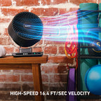 Holmes Blizzard 6" 3-Speed Capacitive Touch 9.3” Tall Digital Air Circulator Fan, Black and Chrome