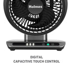 Holmes Blizzard 6" 3-Speed Capacitive Touch 9.3” Tall Digital Air Circulator Fan, Black and Chrome