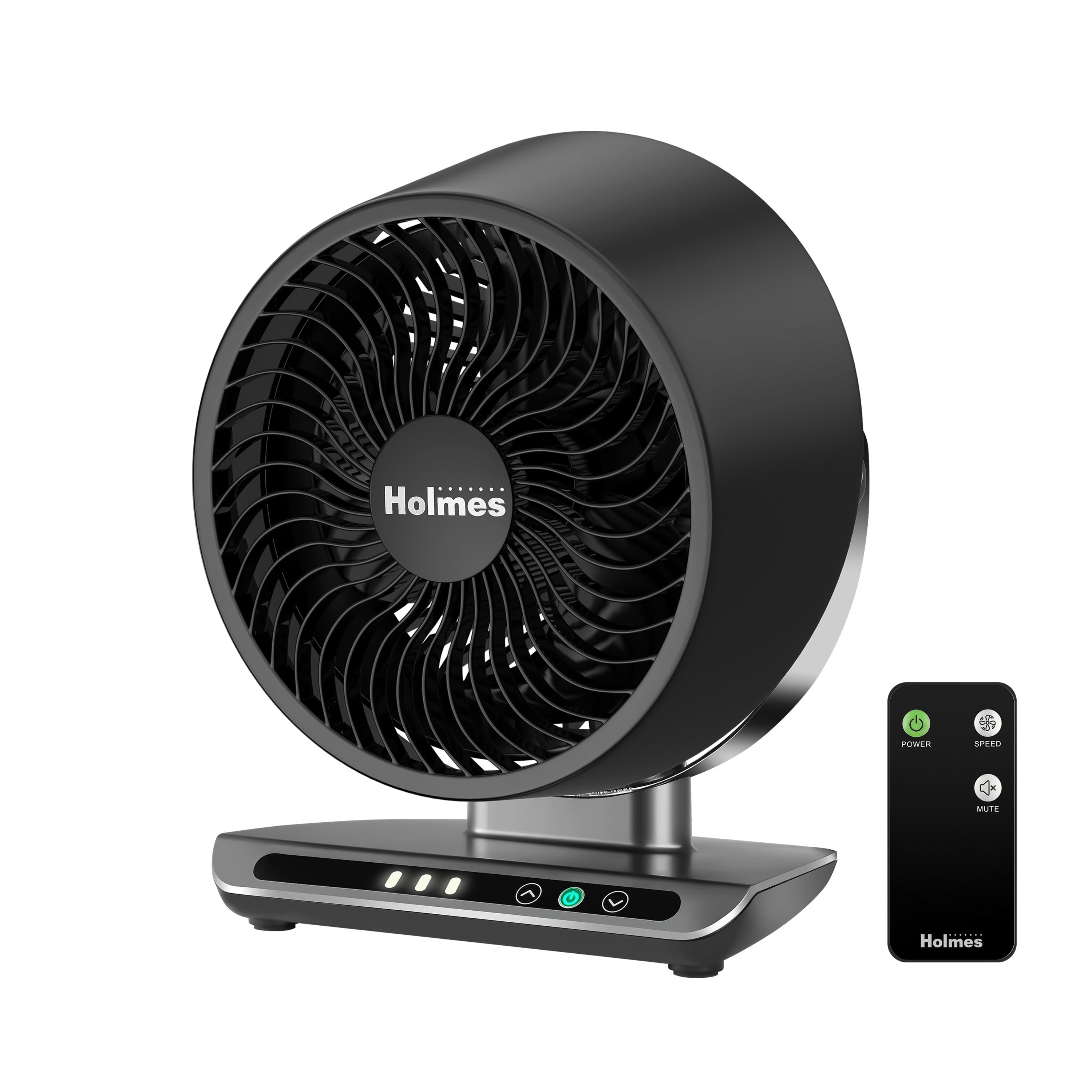 Holmes Blizzard 8" Digital 3-Speed Air Circulator Fan with Capacitive Touch and Remote Control Black