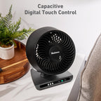 Holmes Blizzard 8" Digital 3-Speed Air Circulator Fan with Capacitive Touch and Remote Control Black