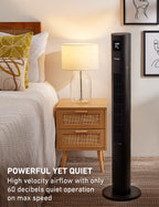 Holmes 45" Stack-N-Connect Oscillating 4-Speed Digital Tower Fan with Storage Bag and Remote Control Black